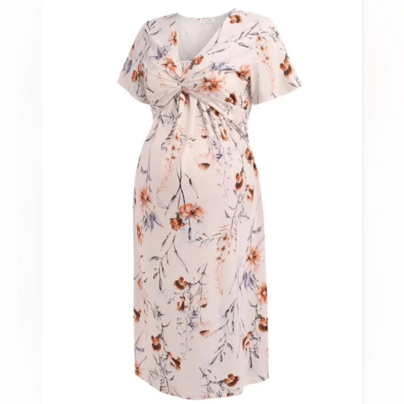 Ekouaer Short Sleeve Floral Maternity Nursing Dress - Medium - Picture 2 of 11